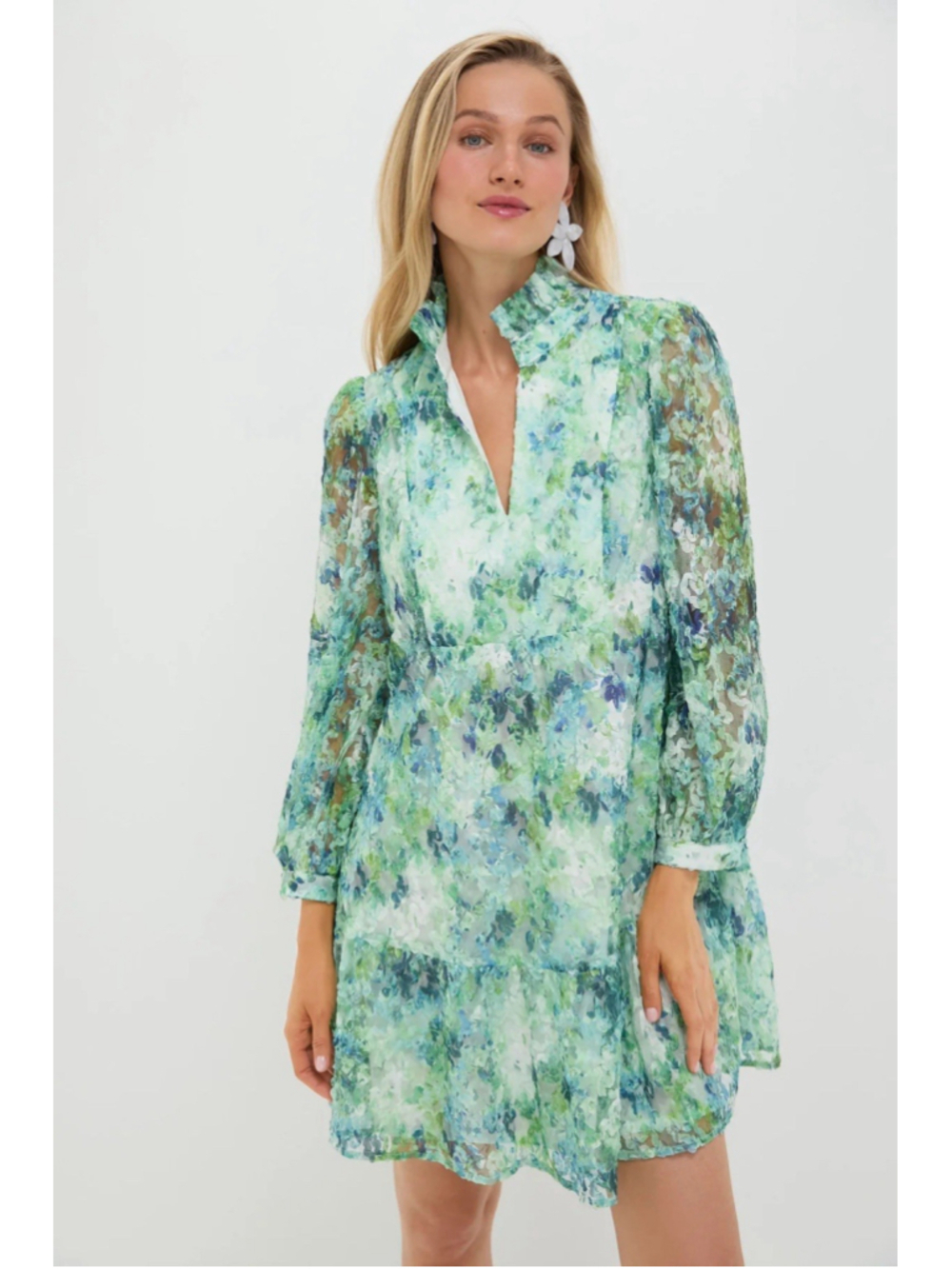 Tuckernuck Water Lilies Organza Palmerston Mini Dress S Ruffle Whimsy Ethereal